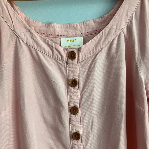 MAEVE ANTHROPOLOGIE Peach Pink Rayon Cotton Blend Off the Shoulder Blouse Size 6 - Picture 6 of 13